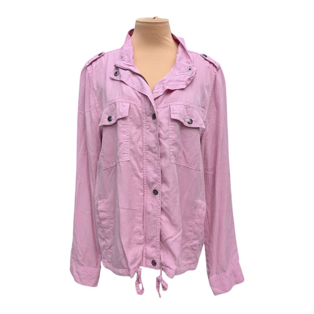 Staccato Snap Zip Front Utility Jacket Size Large Pink Casual Weekend Normcore